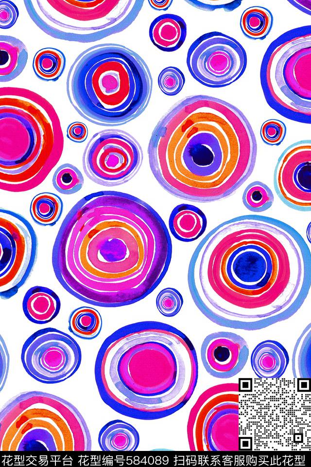 抽象圆圈纹理数码印花华亿平台下载（图片编号: 584089） - 瓦栏（Walan）
