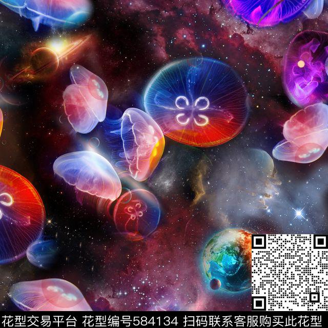 休闲风水母星空数码印花华亿平台下载（图片编号: 584134） - 瓦栏（Walan）