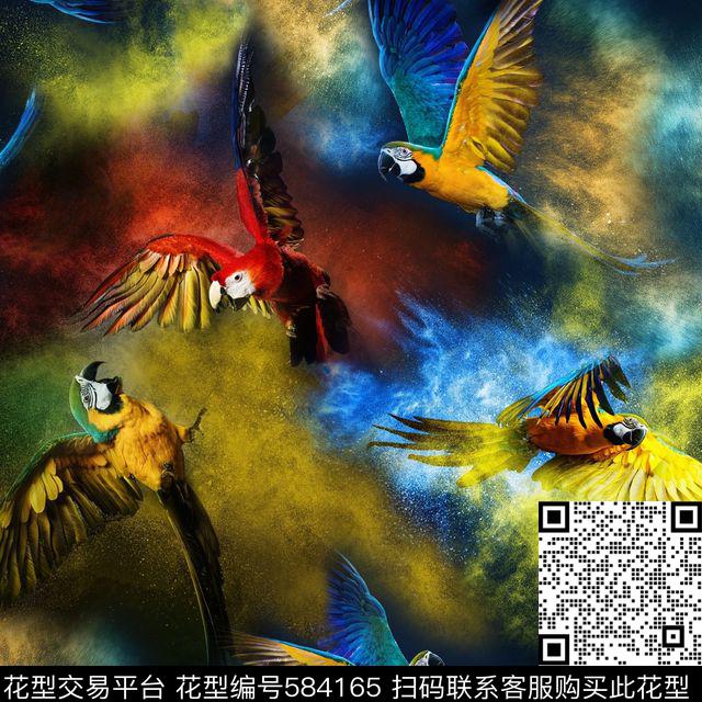 休闲风鸟类花卉数码印花华亿平台下载（图片编号: 584165） - 瓦栏（Walan）
