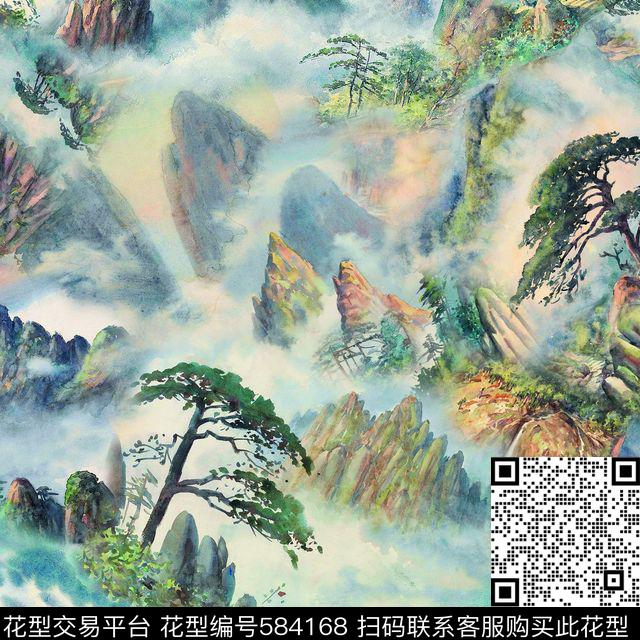 风景树风景花卉数码印花华亿平台下载（图片编号: 584168） - 瓦栏（Walan）