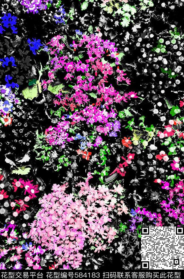 热带花卉小碎花数码印花华亿平台下载（图片编号: 584183） - 瓦栏（Walan）