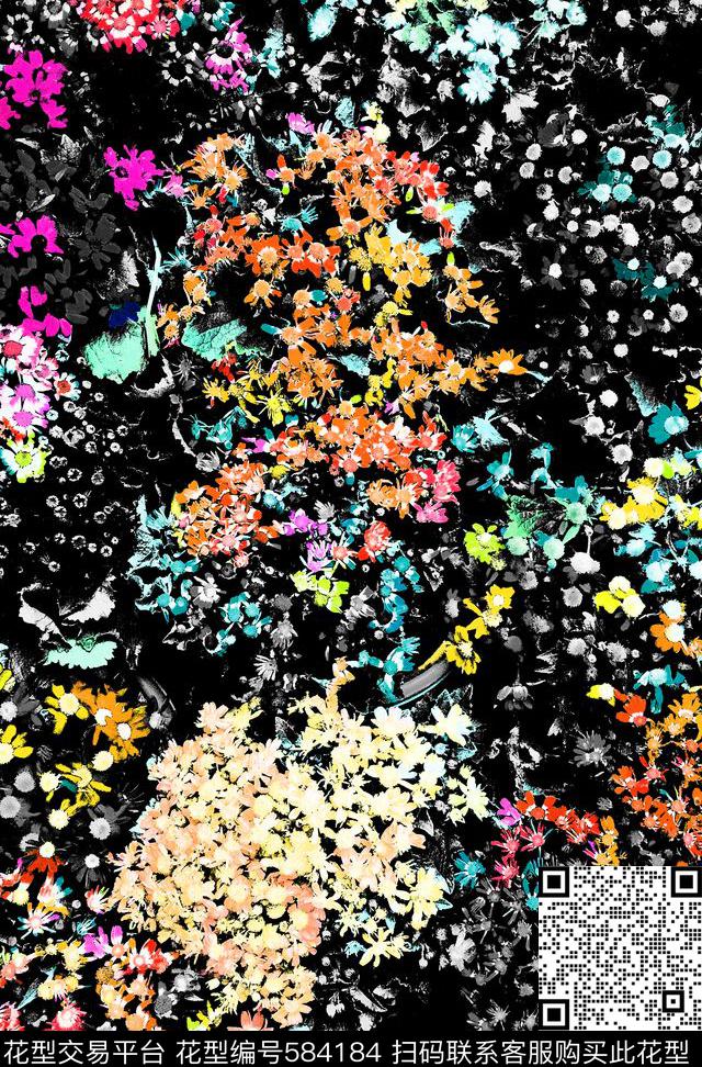 热带花卉小碎花数码印花华亿平台下载（图片编号: 584184） - 瓦栏（Walan）