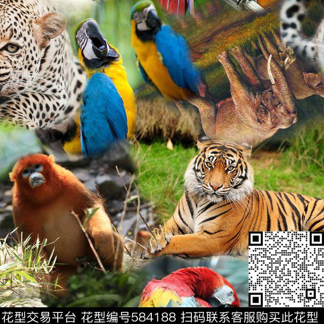 休闲风动物森林数码印花华亿平台下载（图片编号: 584188） - 瓦栏（Walan）