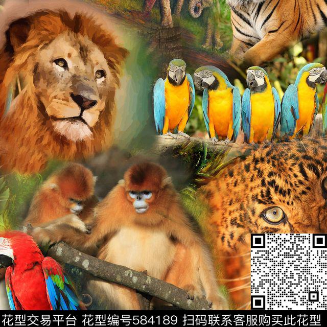 休闲风动物森林数码印花华亿平台下载（图片编号: 584189） - 瓦栏（Walan）