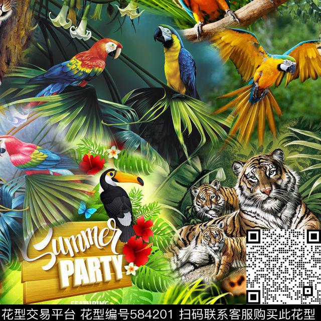 休闲风动物森林数码印花华亿平台下载（图片编号: 584201） - 瓦栏（Walan）