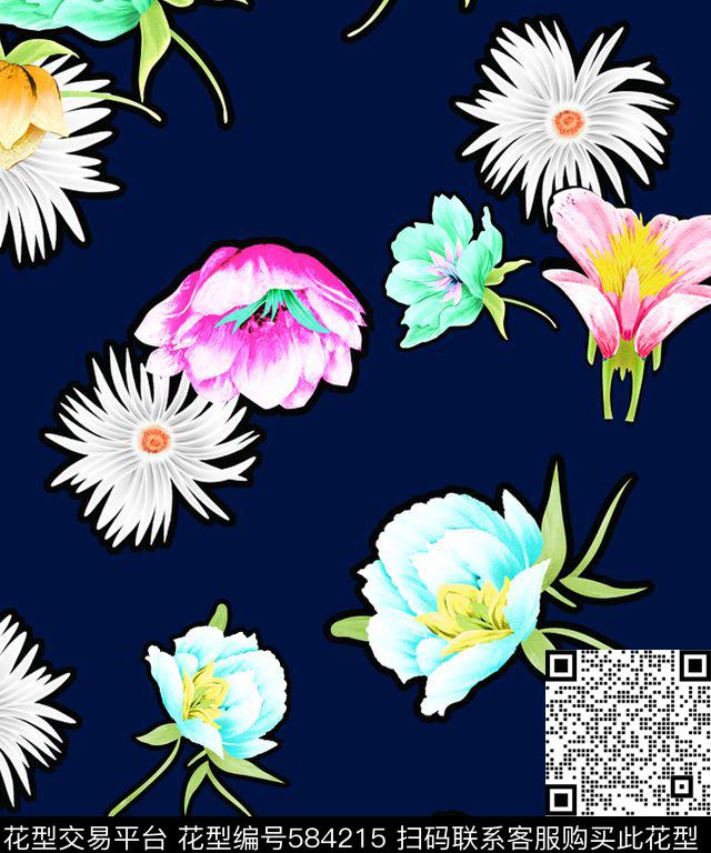 花卉传统印花华亿平台下载（图片编号: 584215） - 瓦栏（Walan）