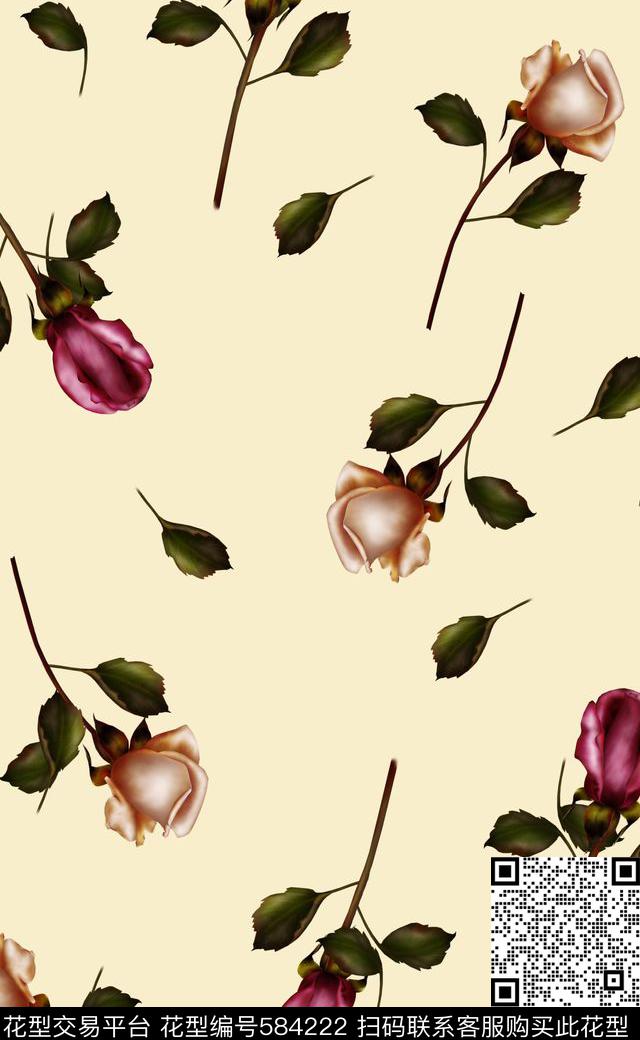 潮流时尚花卉女装连衣裙数码印花数码印花华亿平台下载（图片编号: 584222） - 瓦栏（Walan）