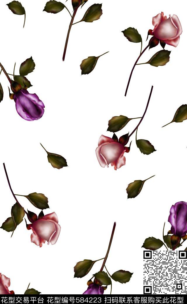 潮流时尚花卉女装连衣裙数码印花数码印花华亿平台下载（图片编号: 584223） - 瓦栏（Walan）