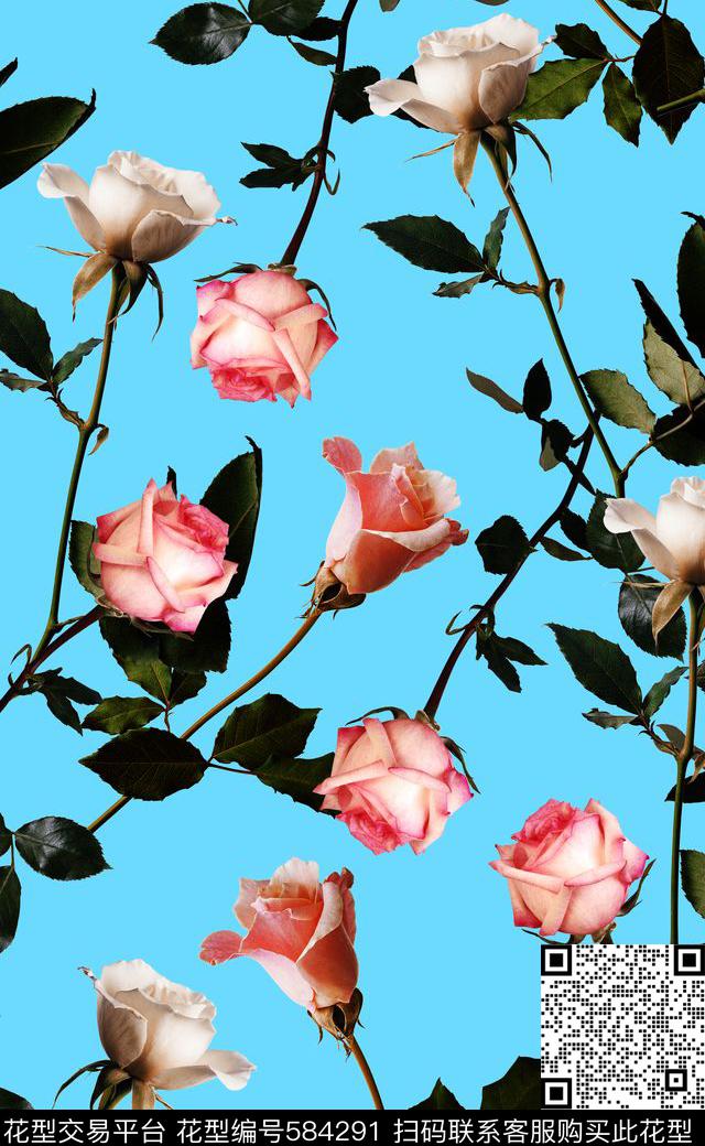 玫瑰花潮流大牌数码印花数码印花华亿平台下载（图片编号: 584291） - 瓦栏（Walan）