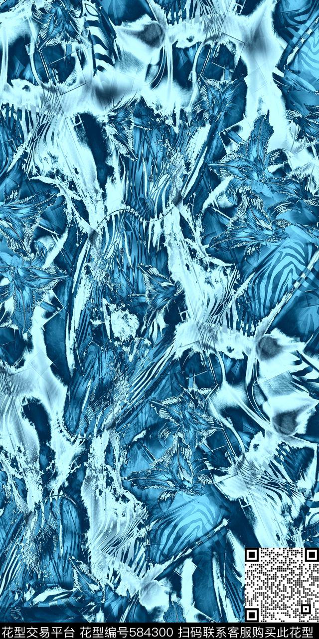 男士几何花卉数码印花华亿平台下载（图片编号: 584300） - 瓦栏（Walan）