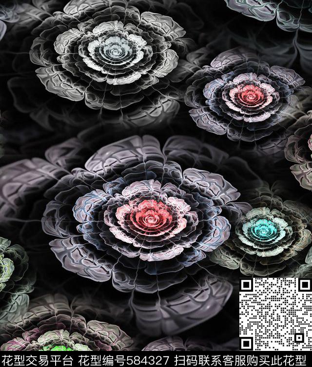 玻璃多彩花流行时尚数码印花华亿平台下载（图片编号: 584327） - 瓦栏（Walan）