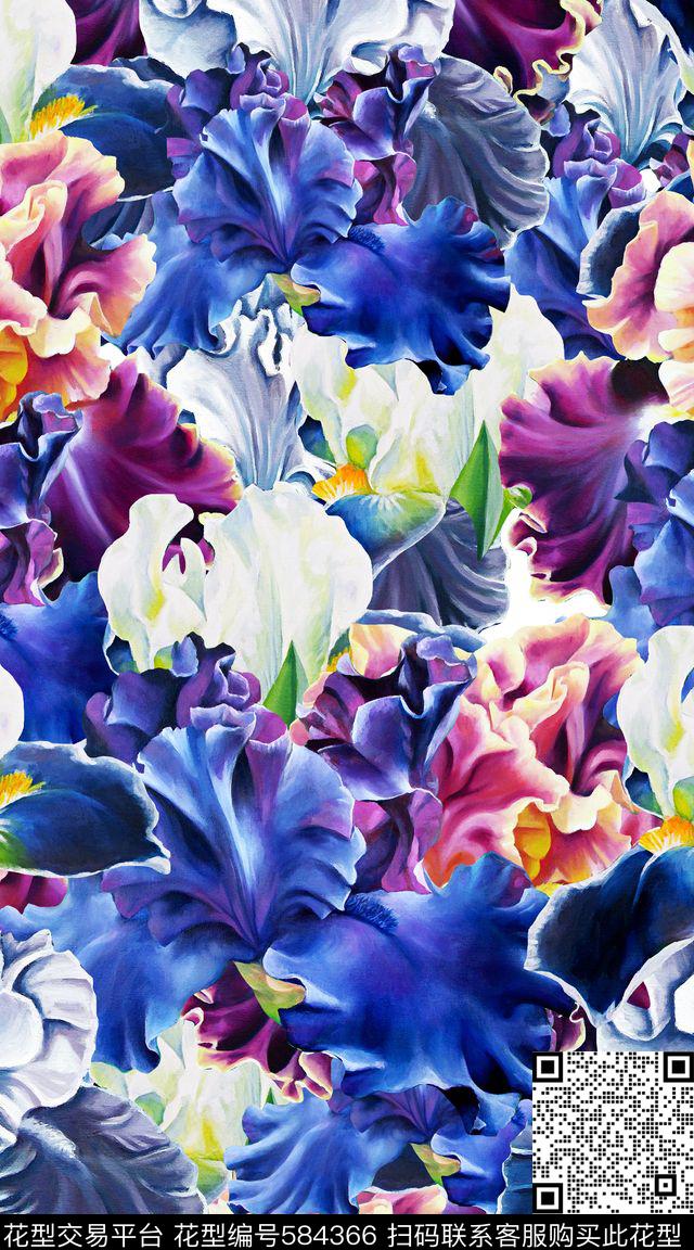 满版花卉满版散花数码印花华亿平台下载（图片编号: 584366） - 瓦栏（Walan）