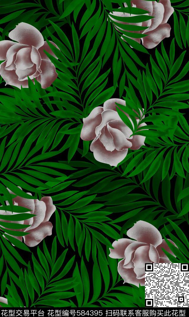 花朵花卉分色传统印花华亿平台下载（图片编号: 584395） - 瓦栏（Walan）