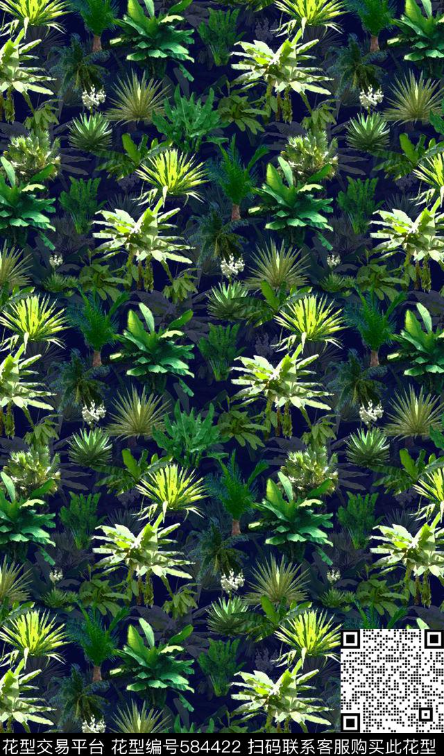 热带风格植物热带雨林热带植物数码印花华亿平台下载（图片编号: 584422） - 瓦栏（Walan）