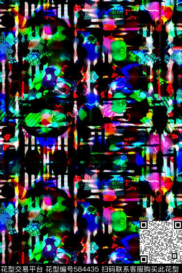 潮流时尚抽象霓虹彩色纹理抽象数码印花华亿平台下载（图片编号: 584435） - 瓦栏（Walan）