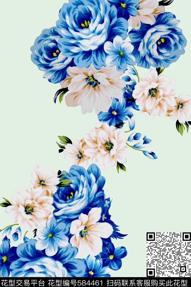 服装花卉旗袍数码印花华亿平台下载（图片编号: 584461） - 瓦栏（Walan）