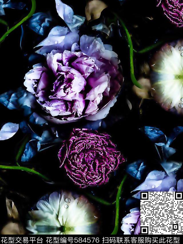 水彩花女装裙女装外套数码印花华亿平台下载（图片编号: 584576） - 瓦栏（Walan）