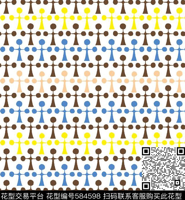 休闲小人彩色传统印花华亿平台下载（图片编号: 584598） - 瓦栏（Walan）