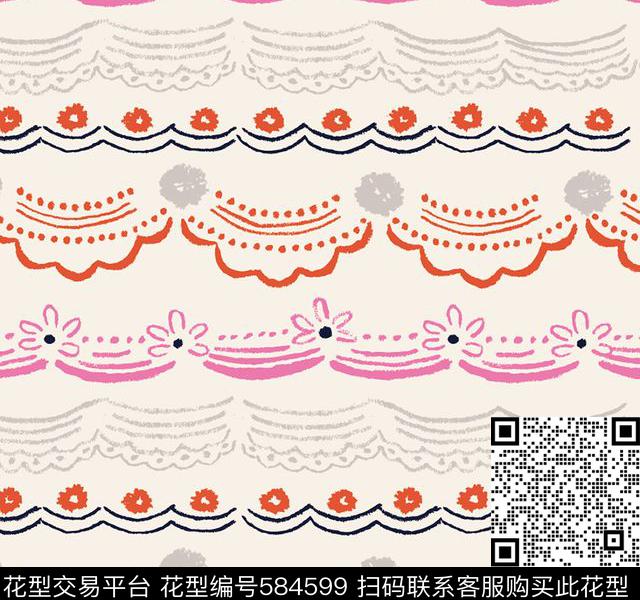 清新花卉彩色传统印花华亿平台下载（图片编号: 584599） - 瓦栏（Walan）