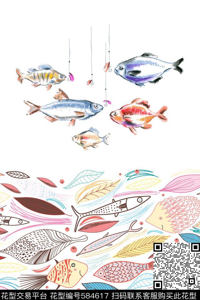 定位女装钓鱼图动物华亿平台动物纹定位女装传统印花华亿平台下载（图片编号: 584617） - 瓦栏（Walan）