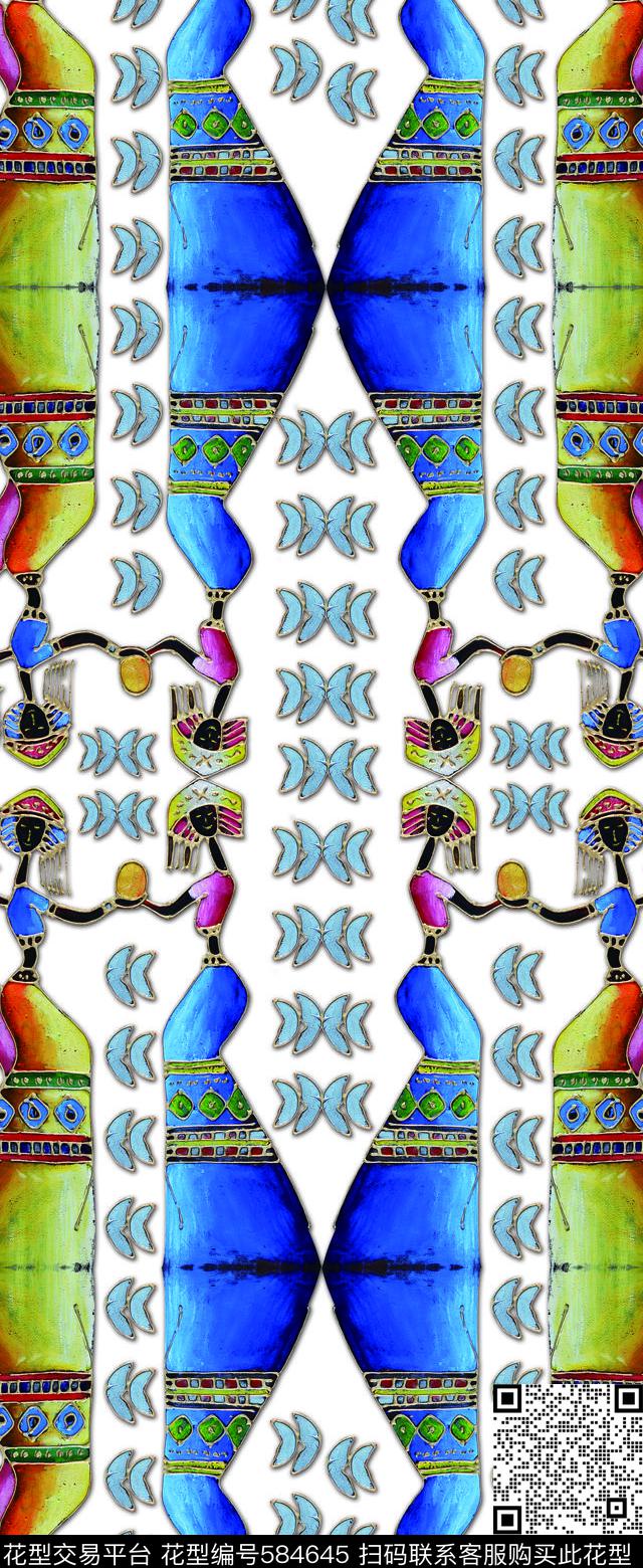 中国风创意人物传统印花华亿平台下载（图片编号: 584645） - 瓦栏（Walan）