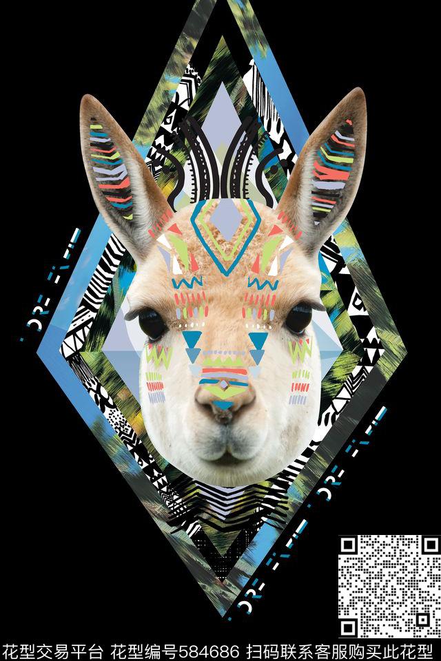 几何羊驼大牌数码印花华亿平台下载（图片编号: 584686） - 瓦栏（Walan）