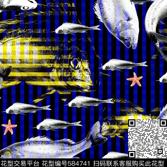 自然鱼类趣味数码印花华亿平台下载（图片编号: 584741） - 瓦栏（Walan）