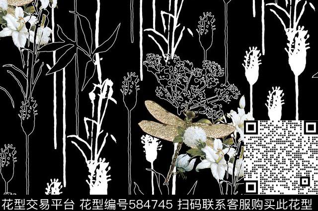 大花素雅流行时尚数码印花华亿平台下载（图片编号: 584745） - 瓦栏（Walan）