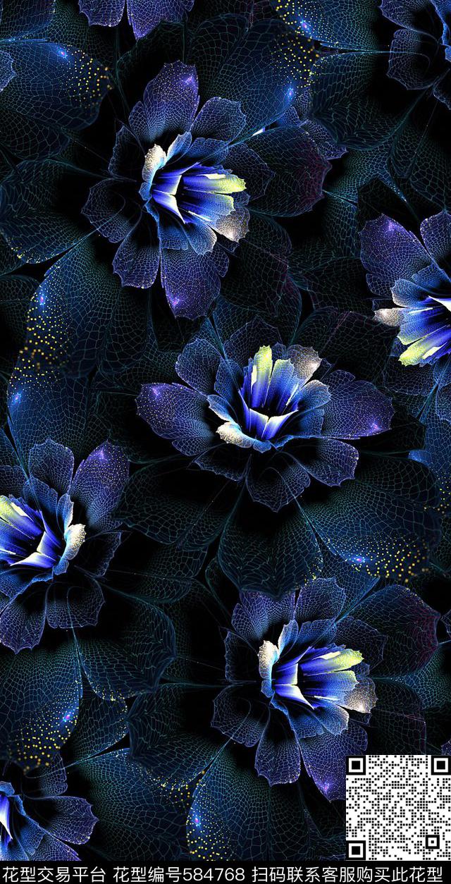 抽象、花卉、科技感数码印花华亿平台下载（图片编号: 584768） - 瓦栏（Walan）