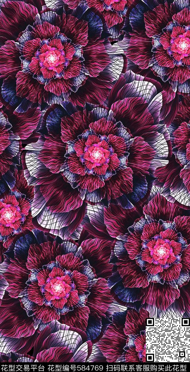 抽象、花卉、科技感数码印花华亿平台下载（图片编号: 584769） - 瓦栏（Walan）