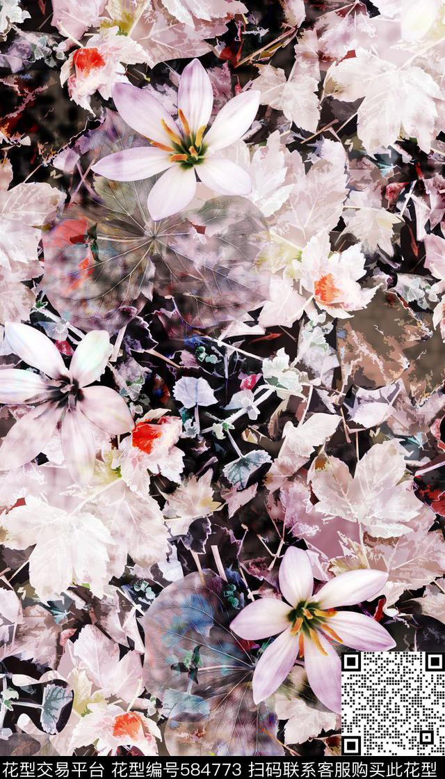 抽象、花卉、纹理数码印花华亿平台下载（图片编号: 584773） - 瓦栏（Walan）