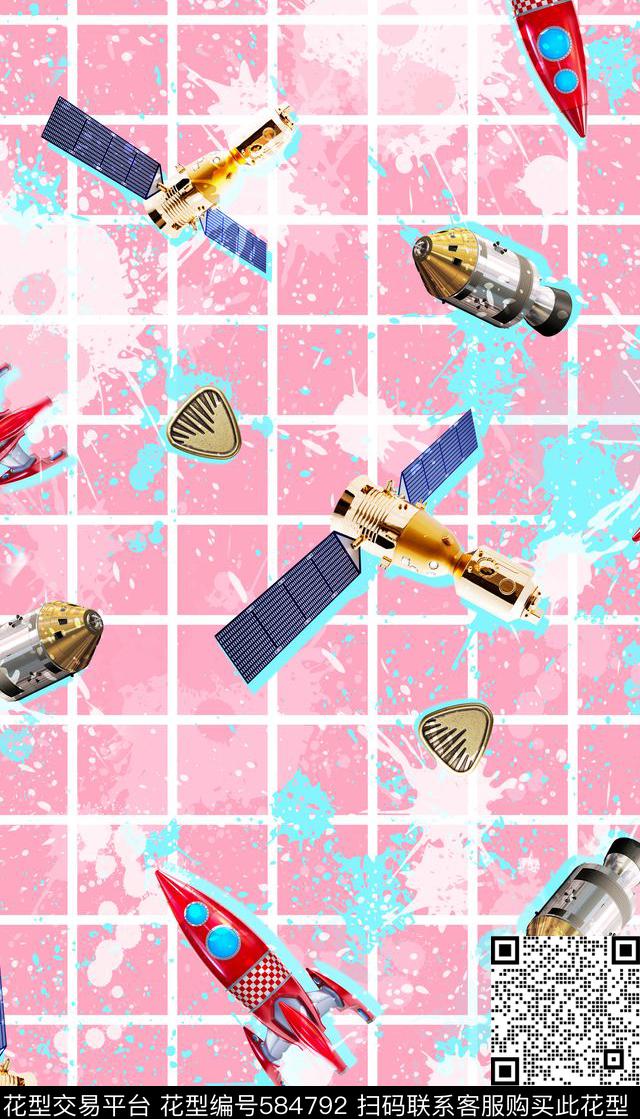 格纹、喷溅、飞船数码印花华亿平台下载（图片编号: 584792） - 瓦栏（Walan）