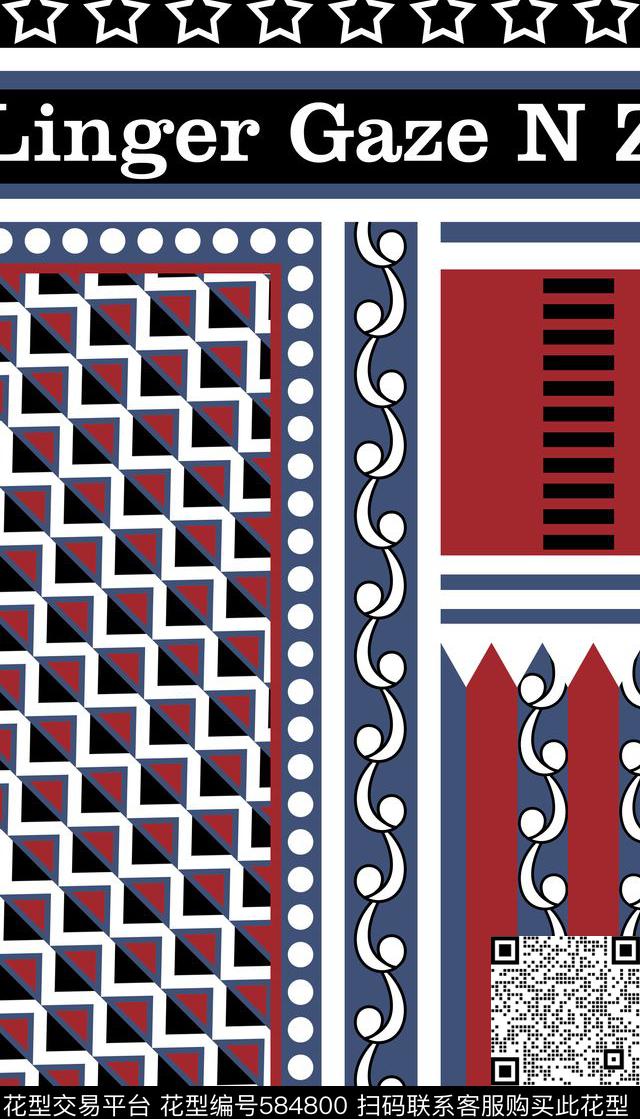 几何、纹路、五角星传统印花华亿平台下载（图片编号: 584800） - 瓦栏（Walan）