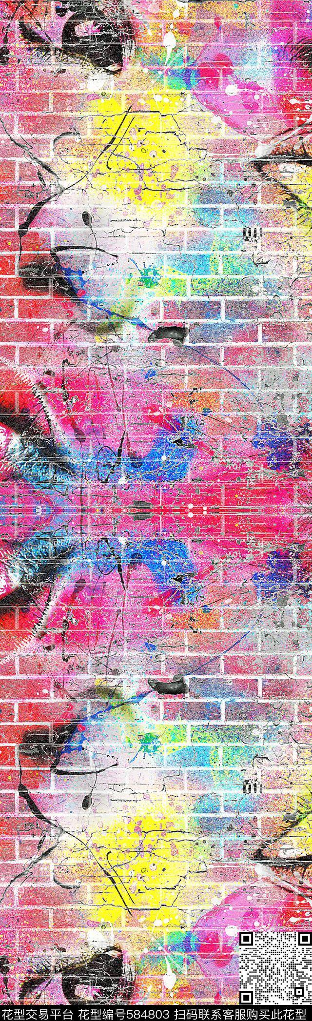 抽象人头女人数码印花华亿平台下载（图片编号: 584803） - 瓦栏（Walan）
