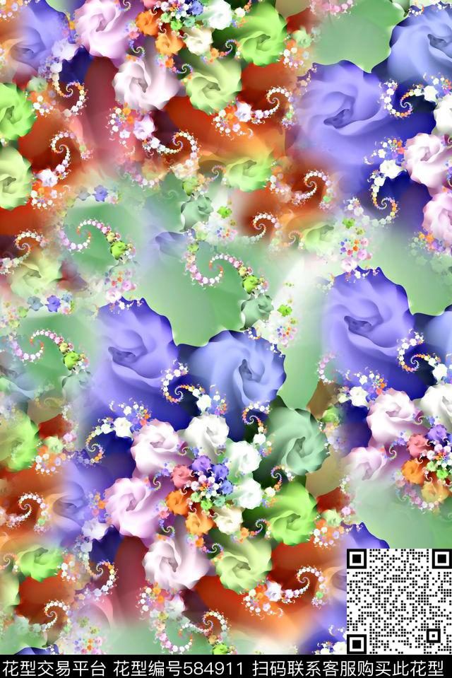 女装裙女装衬衫花卉数码印花华亿平台下载（图片编号: 584911） - 瓦栏（Walan）
