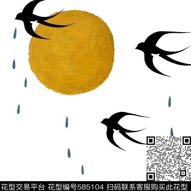 文艺花鸟植物数码印花华亿平台下载（图片编号: 585104） - 瓦栏（Walan）