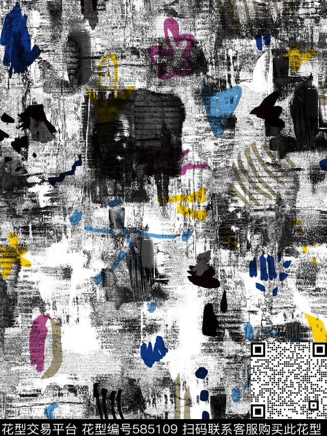 手绘纹理男装华亿平台潮流数码印花华亿平台下载（图片编号: 585109） - 瓦栏（Walan）