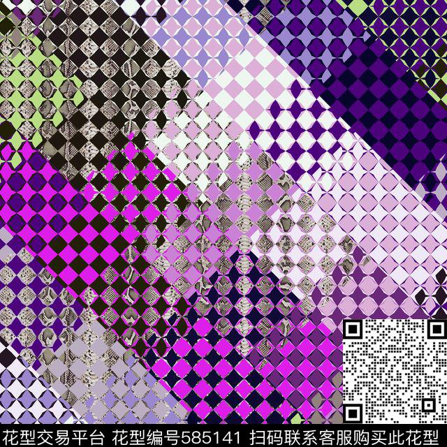动物纹蛇皮格子数码印花华亿平台下载（图片编号: 585141） - 瓦栏（Walan）