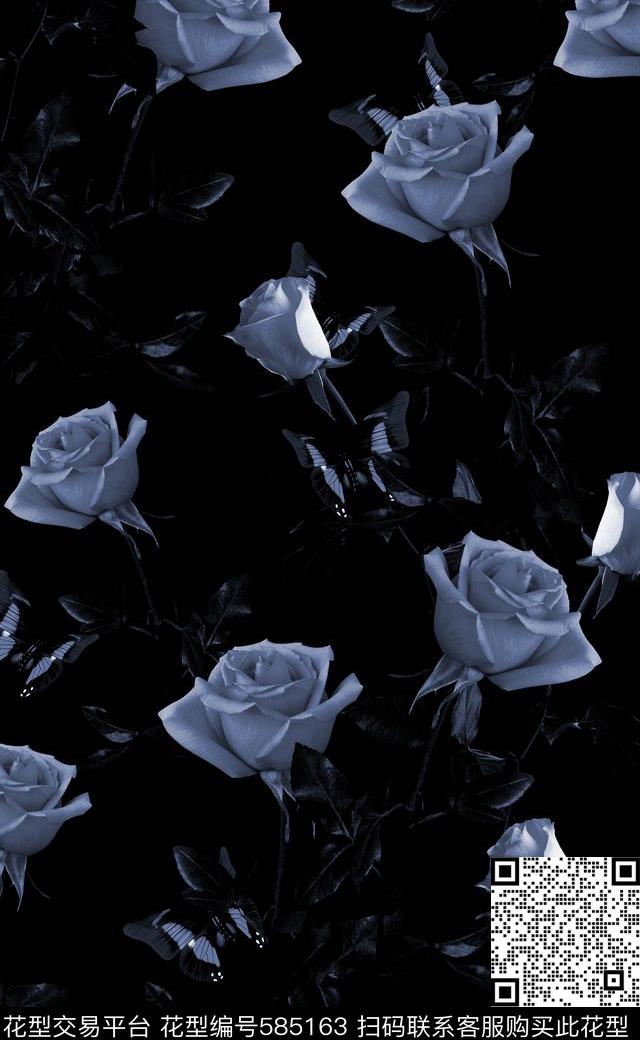 黑白格调潮流时尚大牌女装连衣裙数码印花华亿平台下载（图片编号: 585163） - 瓦栏（Walan）