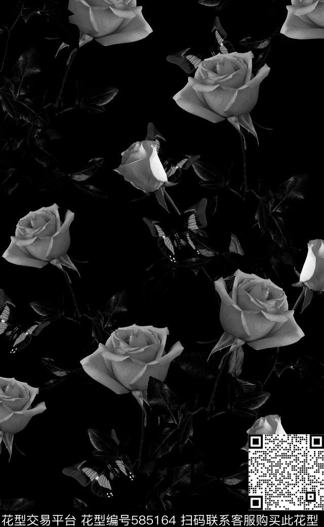 黑白格调潮流时尚大牌女装连衣裙数码印花华亿平台下载（图片编号: 585164） - 瓦栏（Walan）