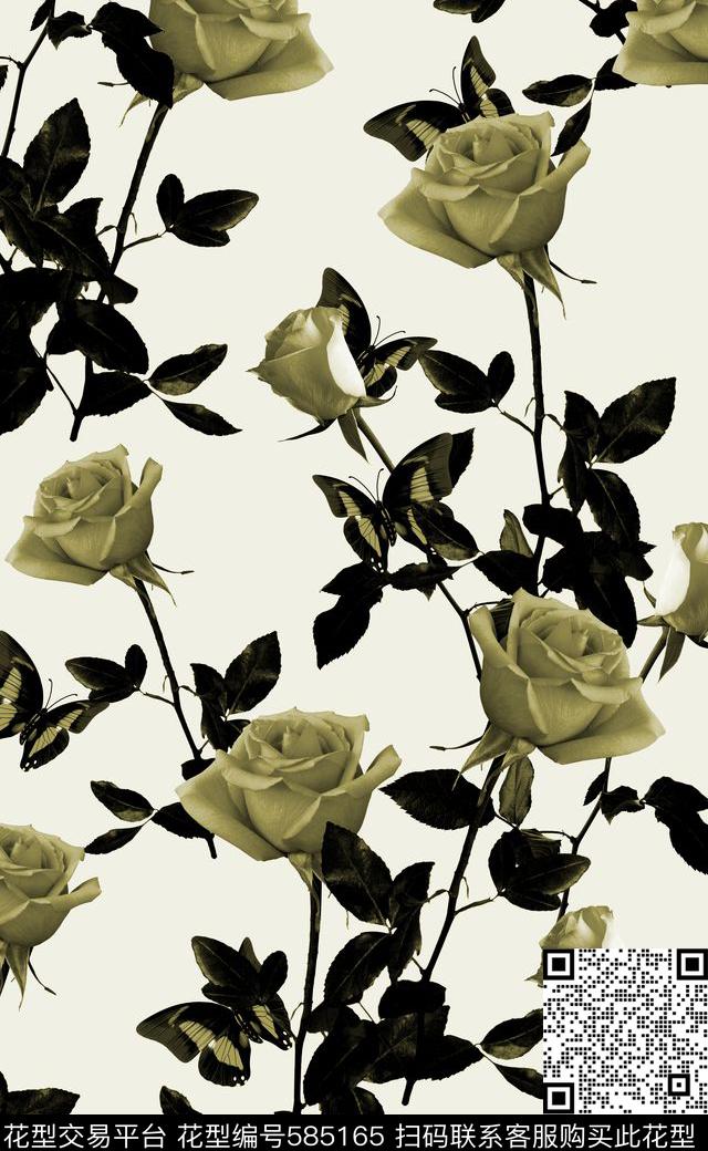 黑白格调潮流时尚大牌女装连衣裙数码印花华亿平台下载（图片编号: 585165） - 瓦栏（Walan）