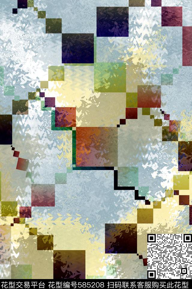 零点--传统零点--男装几何数码印花华亿平台下载（图片编号: 585208） - 瓦栏（Walan）