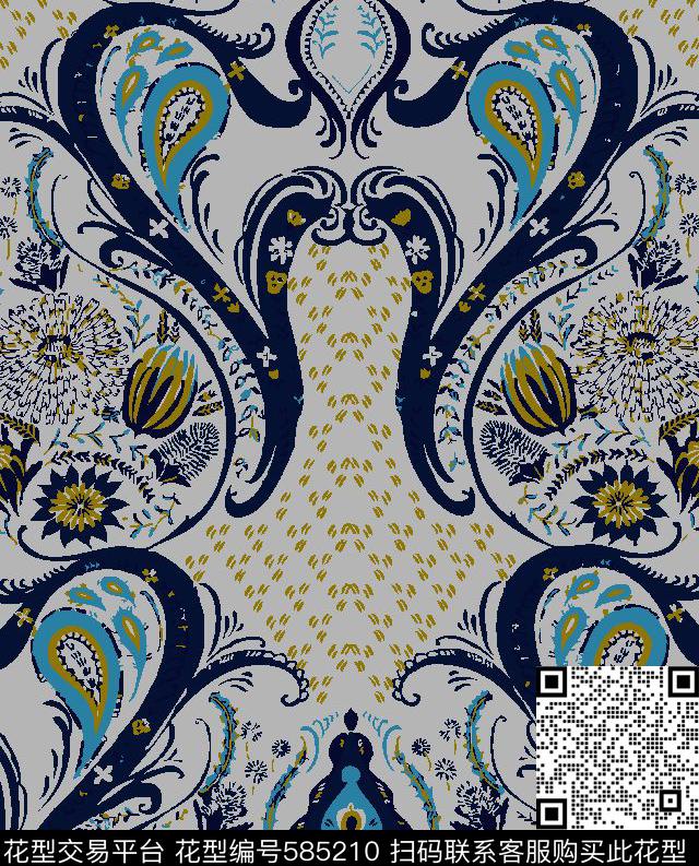 商务乱花2016年新款上新传统印花华亿平台下载（图片编号: 585210） - 瓦栏（Walan）