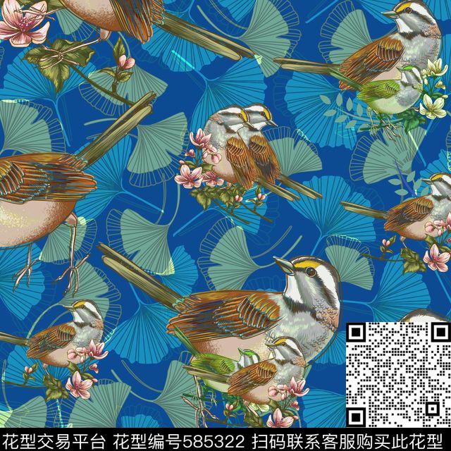 鸟时尚花鸟数码印花华亿平台下载（图片编号: 585322） - 瓦栏（Walan）