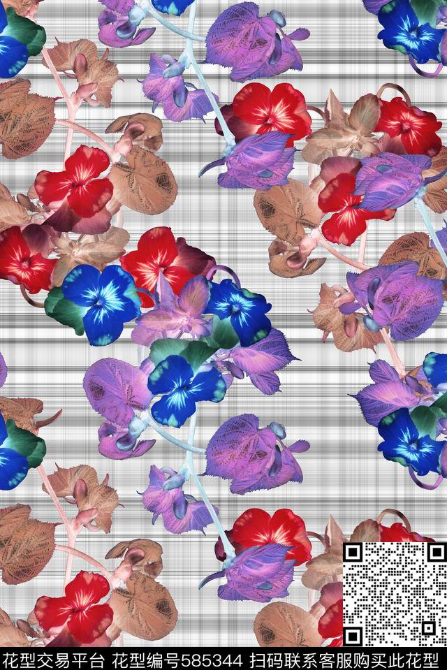 乱花花朵花卉数码印花华亿平台下载（图片编号: 585344） - 瓦栏（Walan）