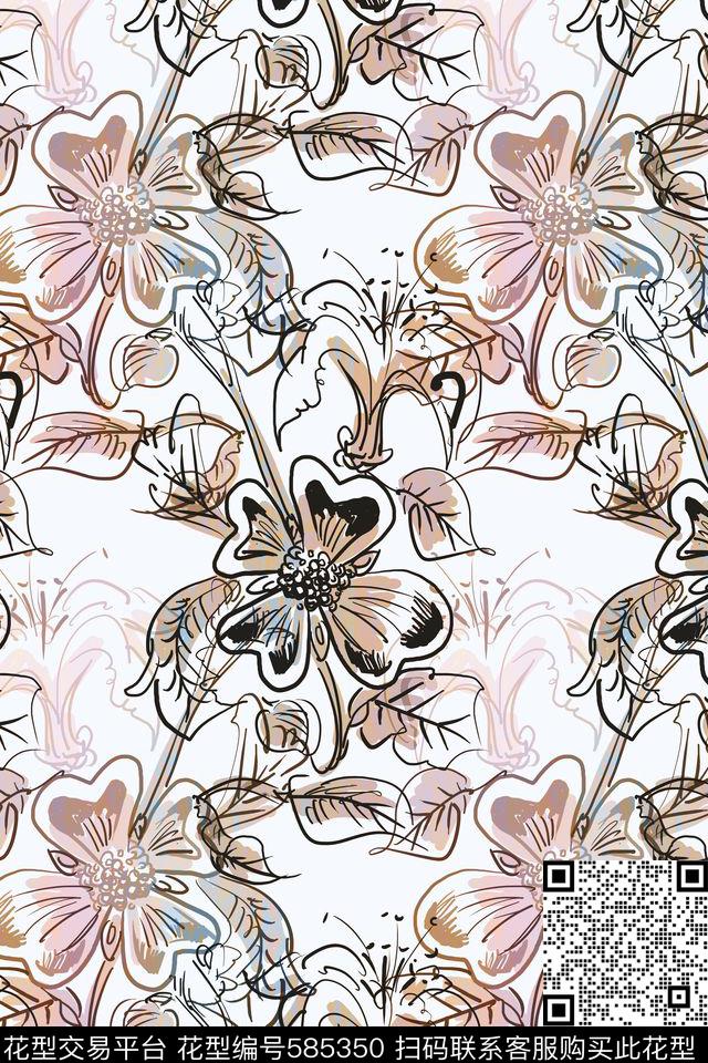 原创创意手绘传统印花华亿平台下载（图片编号: 585350） - 瓦栏（Walan）