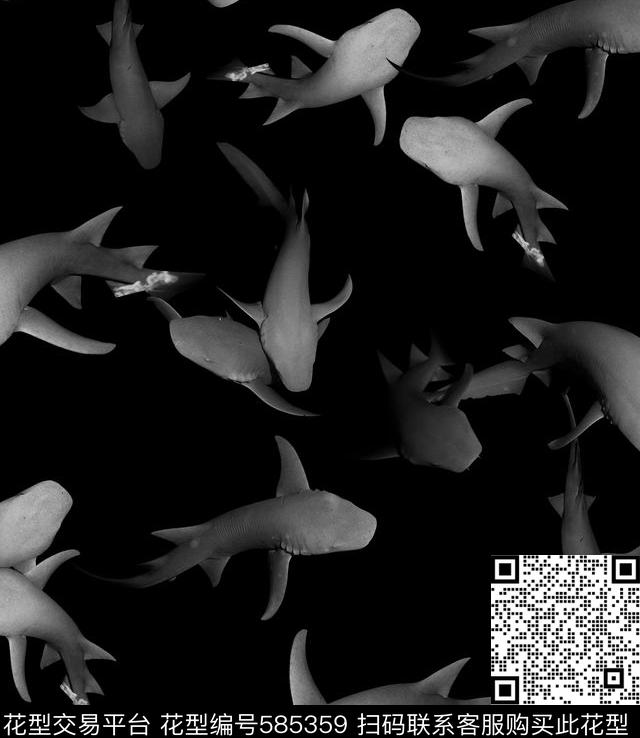 T恤卫衣印花个性休闲鲨鱼数码印花华亿平台下载（图片编号: 585359） - 瓦栏（Walan）