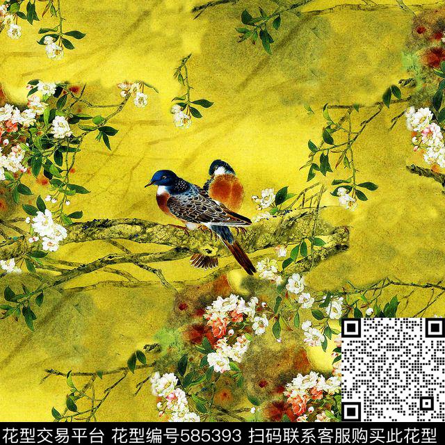 时尚大牌欧美风格油画中国风数码印花华亿平台下载（图片编号: 585393） - 瓦栏（Walan）