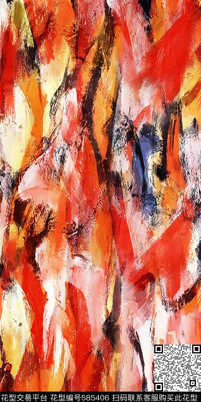 女装裙子连衣裙手绘油画肌理数码印花华亿平台数码印花华亿平台下载（图片编号: 585406） - 瓦栏（Walan）