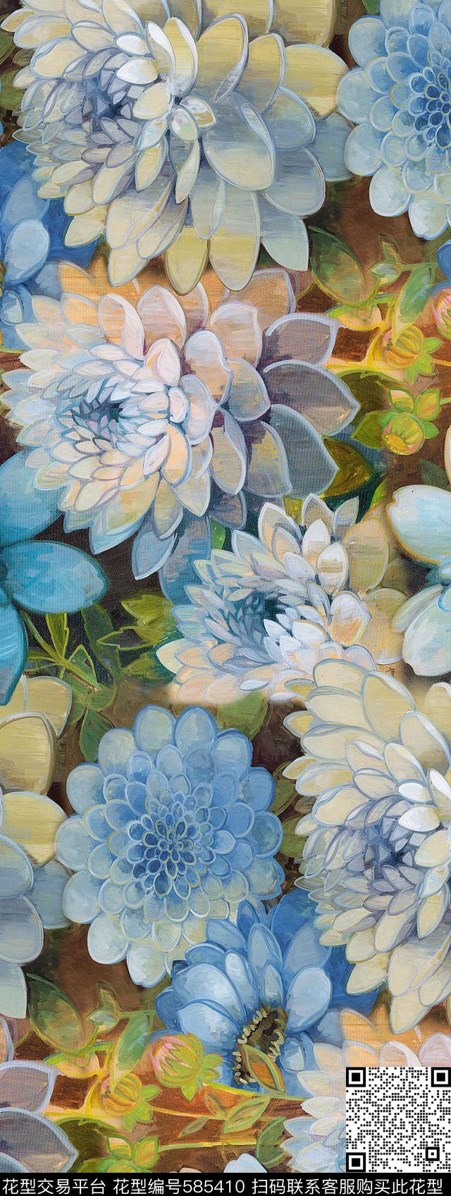 油画大花潮流女装数码印花华亿平台下载（图片编号: 585410） - 瓦栏（Walan）